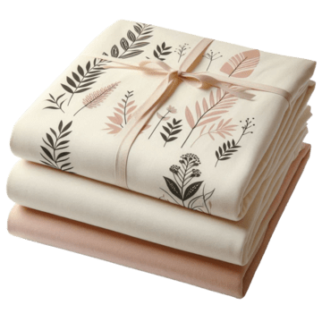Stack of pastel bedsheets with ribbon
